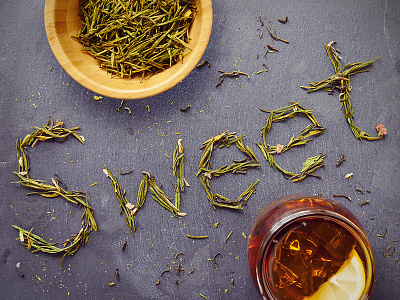 Sweet leaves lemon sweet tea type typography