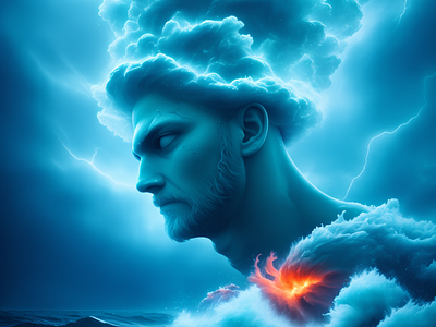 Poseidon art digital art god illustration mythology painting poseidon sea storm waves