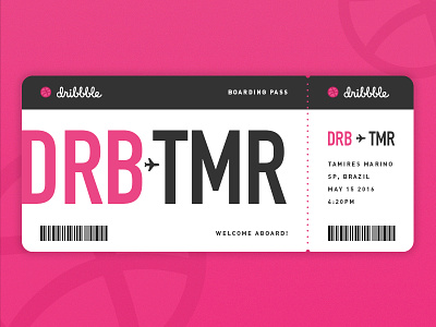 Hello! airlines airplane boarding pass card debut dribbble invite on board ticket travel trip welcome