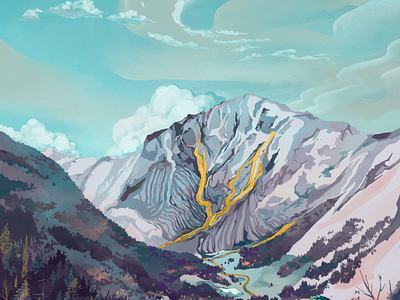 Krkonose Mountains digitalpainting illustration landscape mountains nature painting photoshop procreate travel wanderlust