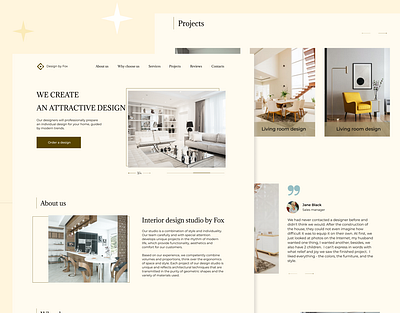 Interior studio - Landing page design design furniture furniture website uxui typography ui ux