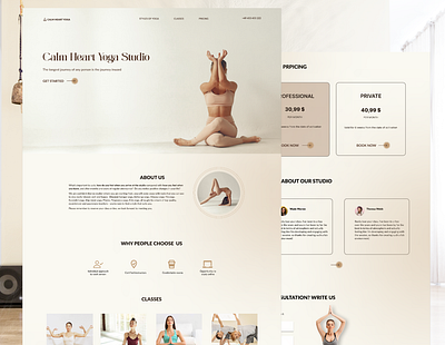 Landing page for yoga studio design ui ux yoga website landing beige