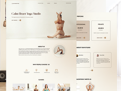 Landing page for yoga studio