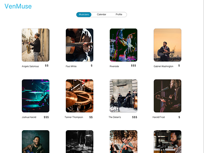 VenMuse Website branding design music ux website