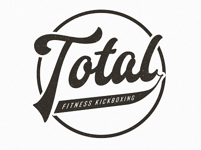 Total Fitness Kickboxing black and white design font lettering letters logo script script font slasheur spencer slasheur texture type typography