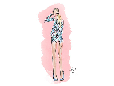 // pretty in pink @camilleanna_ blonde drawing fashion fashion drawing figure heels ink paint pastel pink pretty water color