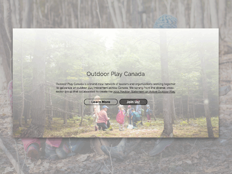 Outdoor Play Canada animate animation canada css forest iconography kids minimalist one page scroll type wordpress