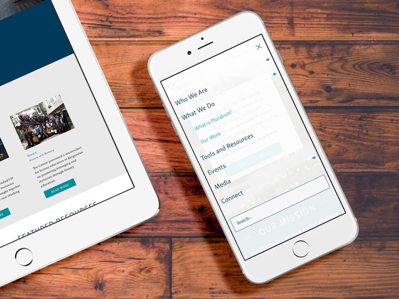 Global Centre for Pluralism Mobile Menu social ottawa type transparent typography teal corporate responsive dropdown hamburger menu menu mobile menu