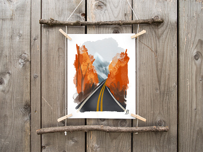 Road to Autumn Print autumn design digital art digital artist download fall graphic design ottawa painting print shop
