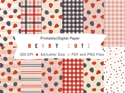 Berry Cute Pattern Set colorful design illustration pattern seamless pattern