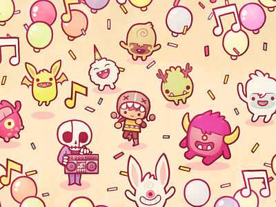 Monsters ate my Birthday Cake Soundtrack album colorful cover illustration soundtrack