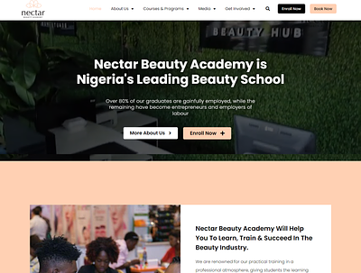 Nectar Beauty Academy branding graphic design ui ux website design