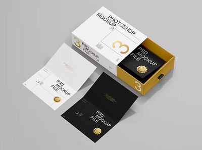 Paper Box and Postcard Mockup box design mockup mockup psd package package set packaging