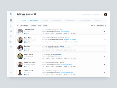 Talent Sourcing Tool - Candidate Page