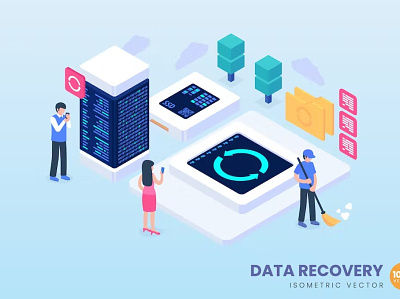Isometric Data Recovery Concept concept design icon icons illustration isometric logo tech technology ui