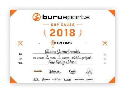 SUP CUP 2018 - Diploma 2018 cup design diploma orange paddle print sports stand up paddle sup
