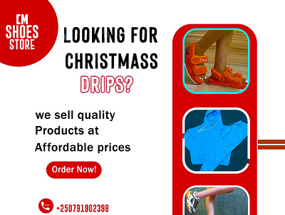 cm shoes store x-mass banner branding design graphic design