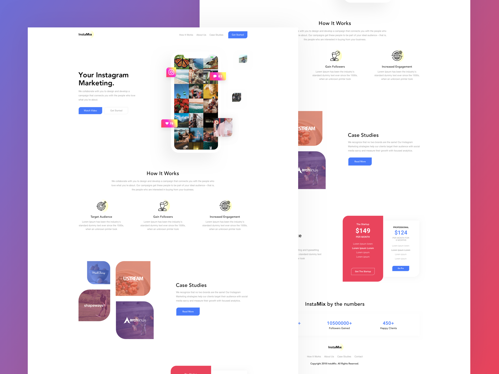 Instamix - Home Page art case study clean color design home instagram kopanlija marketing page price simple sketch ui ux web website works