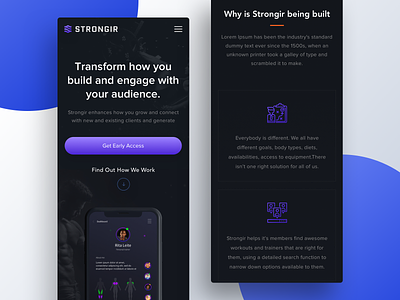 Strongir - Mobile Design clean color design experience kopanlija landingpage mobile page responsive simple sketch ui user ux web
