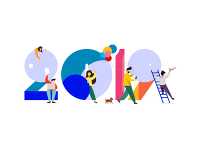 2019 timeline illustration 2019 branding colorful cute design highlights illustration lettering typography vector web website