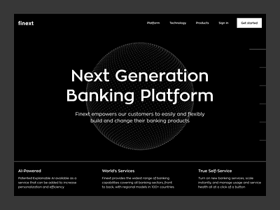 Banking platform landing page bank banking app black design finance fintech fintech website geometric landing minimal typography uxui web