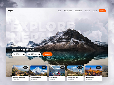 Nepal - Tour Booking Platform booking landing nature tours travel website