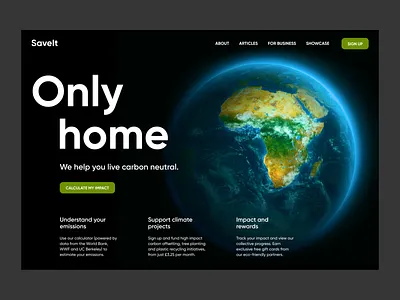 SaveIt – Helps You Live Carbon Neutral climate earth eco friendly landing page neutral planet