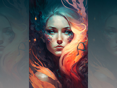 Igniting Faith: The Fiery Priestess design digital art dreamscape graphic design illustration stunning
