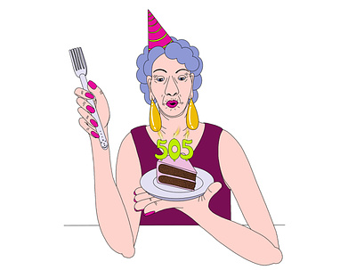 Birthday woman birthday girl character character design design elderly illustration