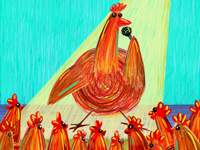 Character design - red chickens character character design illustration procreate rooster