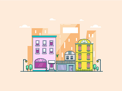 Classic Europe building colorful debut home house illustration skill street