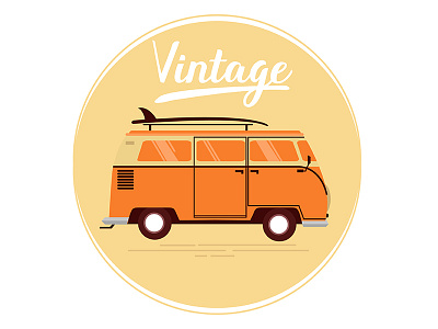 Volkswagen Vintage car classic colorful debut illustration vehicle vintage volkswagen