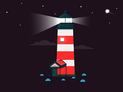 Lighthouse beach colorful dark debut house illustration light skill vector
