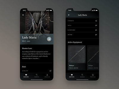 Profile UI - Bloodborne black bloodborne daily ui dark ui figma gaming iphone x mobile profile video games