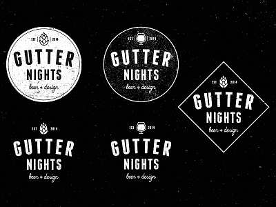 Gutter Nights Logo beer hops logo texture vintage