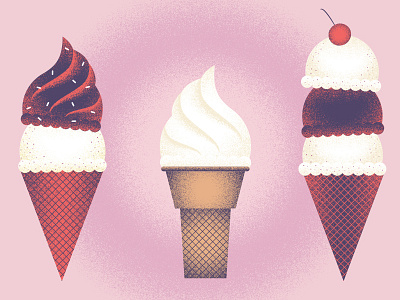 Ice Cream cone ice cream illustration spring summer texture vintage