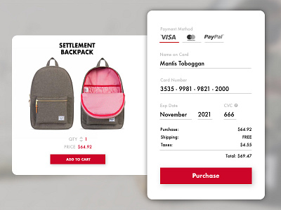 Dailyui 002 - Checkout 002 backpack checkout dailyui ecommerce interface purchase ui