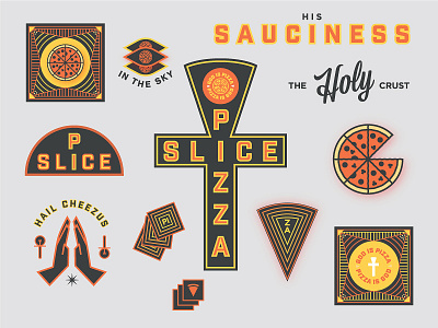 Pizza Gods badge branding cheese eye food label lock up logo pizza