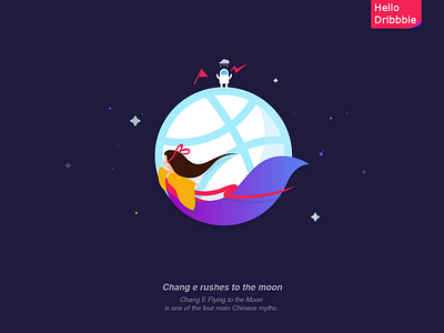 Chang e rushes to the moon dribble hancock hello icon illustration logo moon red space ui