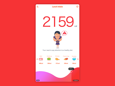 Health app cal icon line red ui
