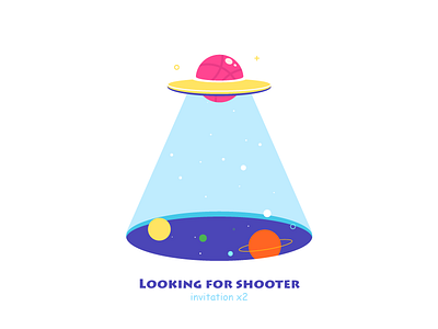 Looking for shooter card dribbble invitation invite planet ufo