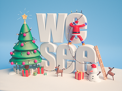 wesee c4d cartoon christmas design funny gift happy holidays happy new year