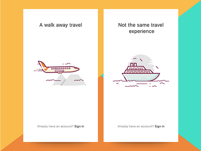 Not the same travel experience aircraft ferry flat guide icon illustration line pages