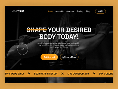 Fitside - Fitness Hero Design figma landing page design product design ui design ux design web design