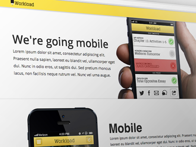 We're going mobile app landing mobile page wip workload