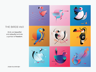 THE BIRDS Vol.1 birdserie colorful digitalart illustration poster