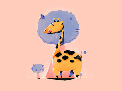 Hide and seek, giraffe version giraffe hide and seek illustration kid tree