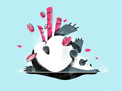 Rolling rolling panda rolling animal bambù brush digital illustration painting panda rolling