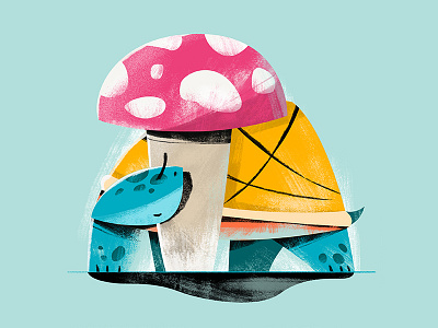 Turtle smile animal design graphic illustration mushroom shell smile turtle