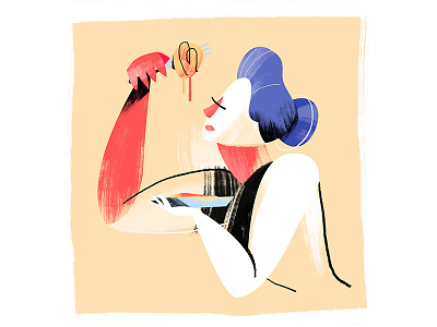Eating Spaghetti color digital digitalart illustration pasta woman